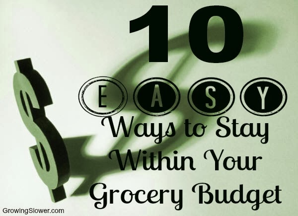 10 Easy Ways to Stay within Your Grocery Budget...#5 is super important!! www.growingslower.com #savingmoney #groceryshopping