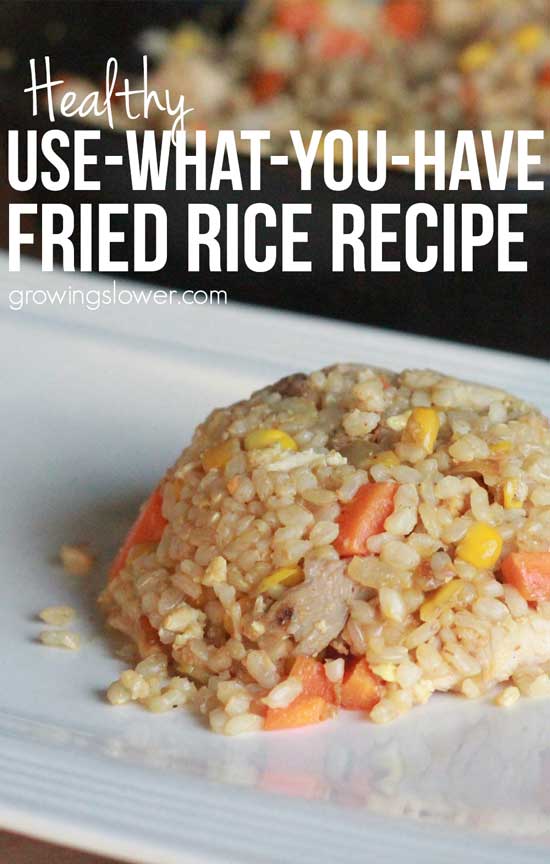 Always a crowd pleaser with my family. Try this healthy leftover fried rice recipe with leftover rice, an egg, and your choices of meat and vegetables. You can add variety and use up leftovers without any complaints of ‘not that again’. This recipe is gluten free and dairy free.